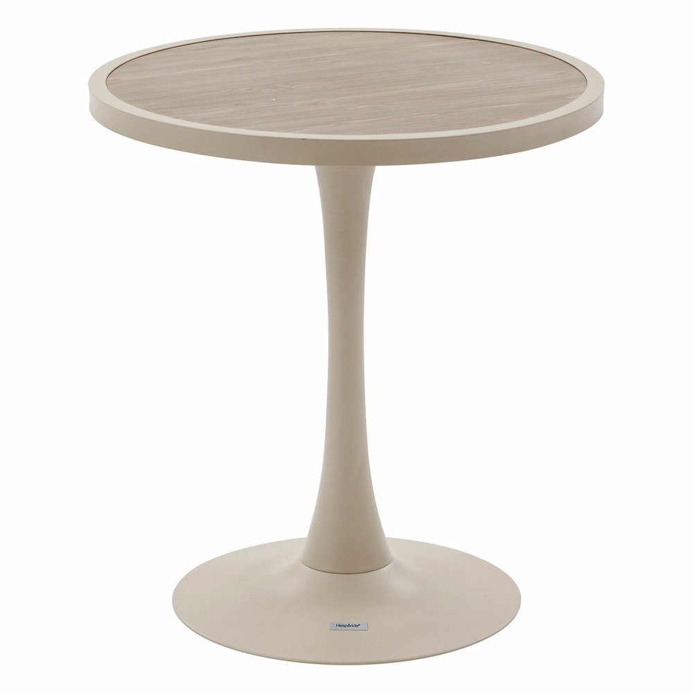 Table de jardin bistro ronde en aluminium effet bois 2 places ovialon - lin et argile