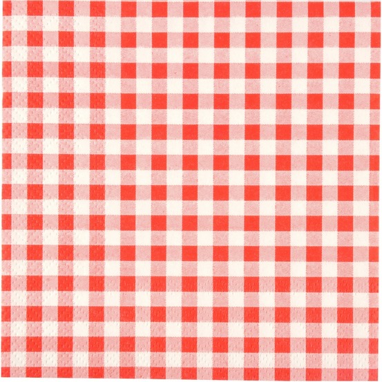 Lot de 20 serviettes en papier carreaux rouge 33 cm