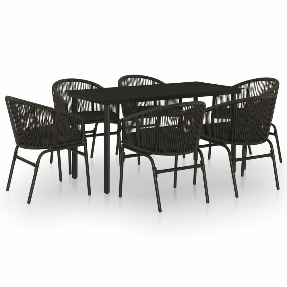 Ensemble à manger de jardin 7 pcs noir