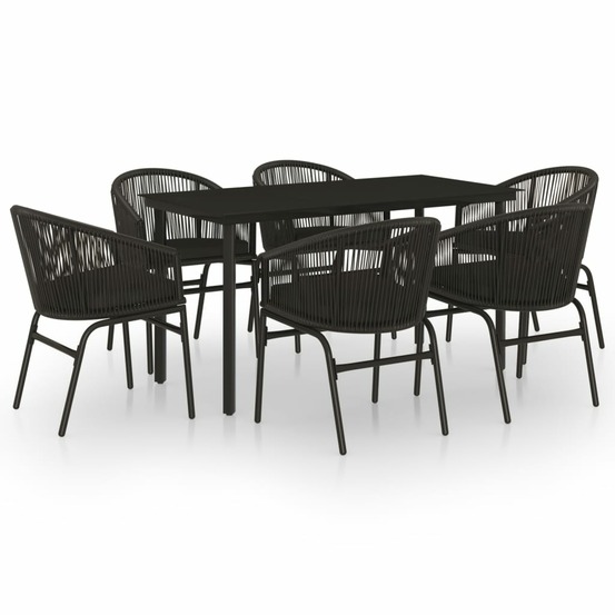 Ensemble à manger de jardin 7 pcs noir