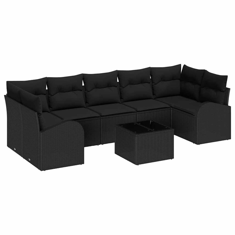 Ensemble de canapé de jardin avec coussin 8 pcs noir