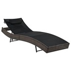 Transat chaise longue bain de soleil lit de jardin terrasse meuble d'extérieur avec oreiller résine tressée marron
