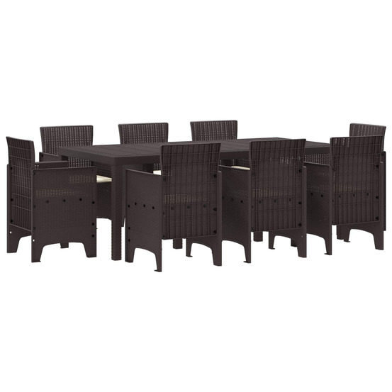 Ensemble de salle à manger pour jardin 9 pcs marron rattan polt