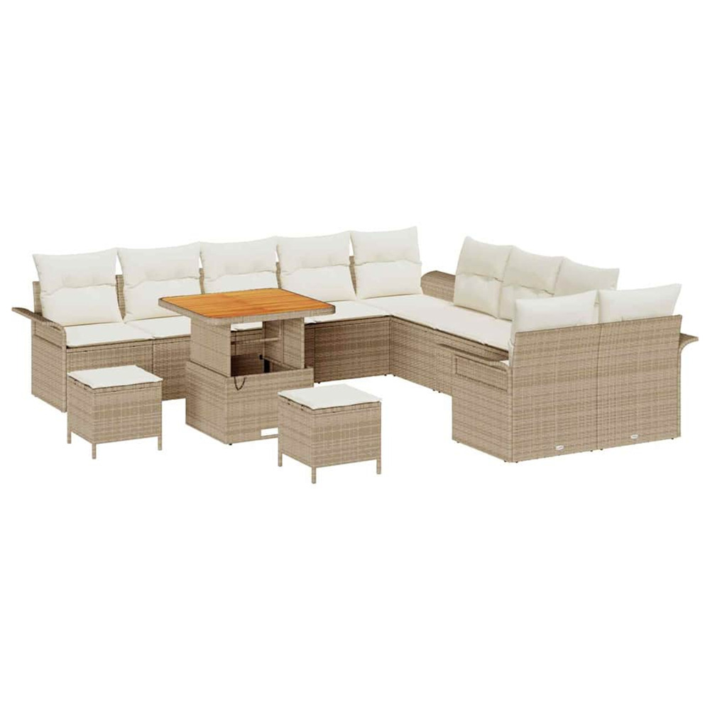 Ensemble de canapé de jardin avec coussin 13 pcs beige et crème