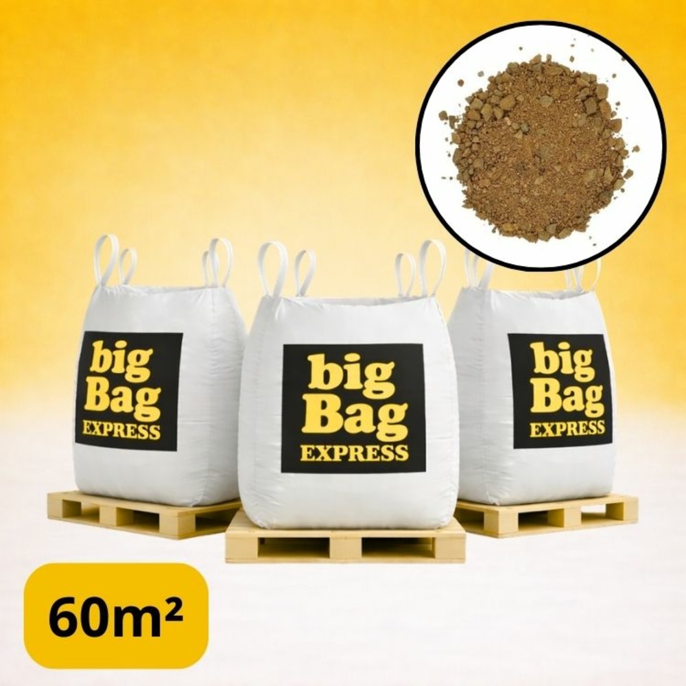 Pack 3 x big bag de +/- 1,5t ≃ 60m² sable stabilisé beige pour terrain de pétanque ø 0/6 mm - livraison premium