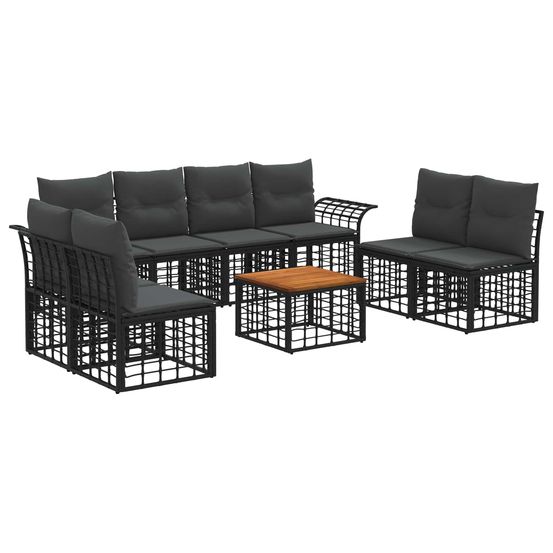Ensemble de canapés d'extérieur 9 pc noir et gris foncé
