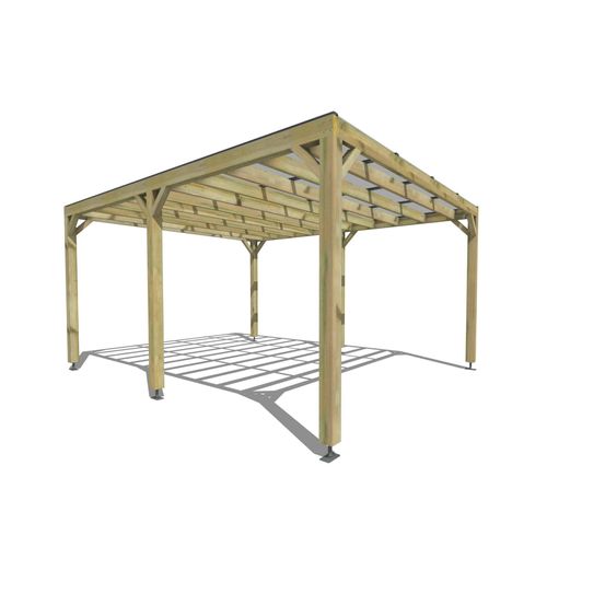 Pergola bois • 4m x 5m • indépendante • sens largeur • couverture étanche transparente incluse • livraison comprise