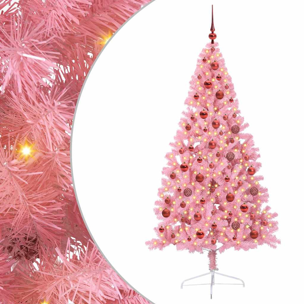 Sapin de noël artificiel pré-éclairé rose 180 cm pvc
