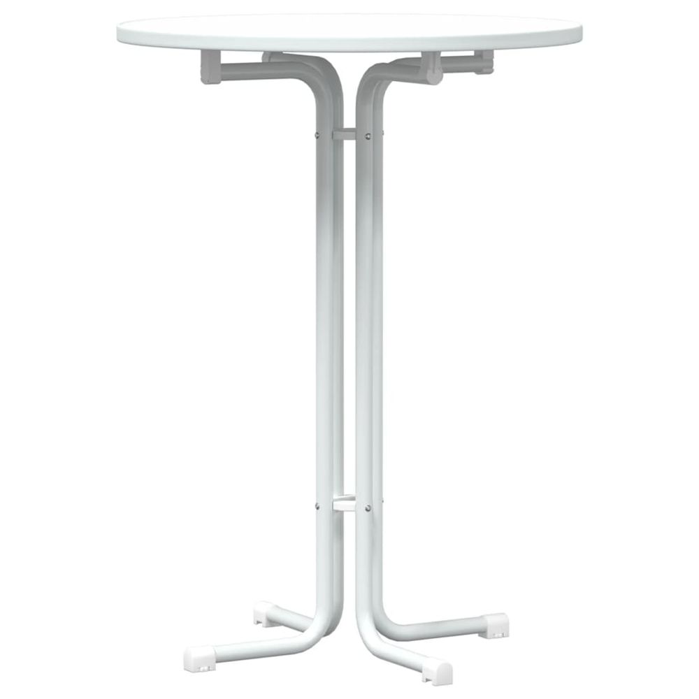 Table de bar blanc ø80x110 cm bois d'ingénierie et acier
