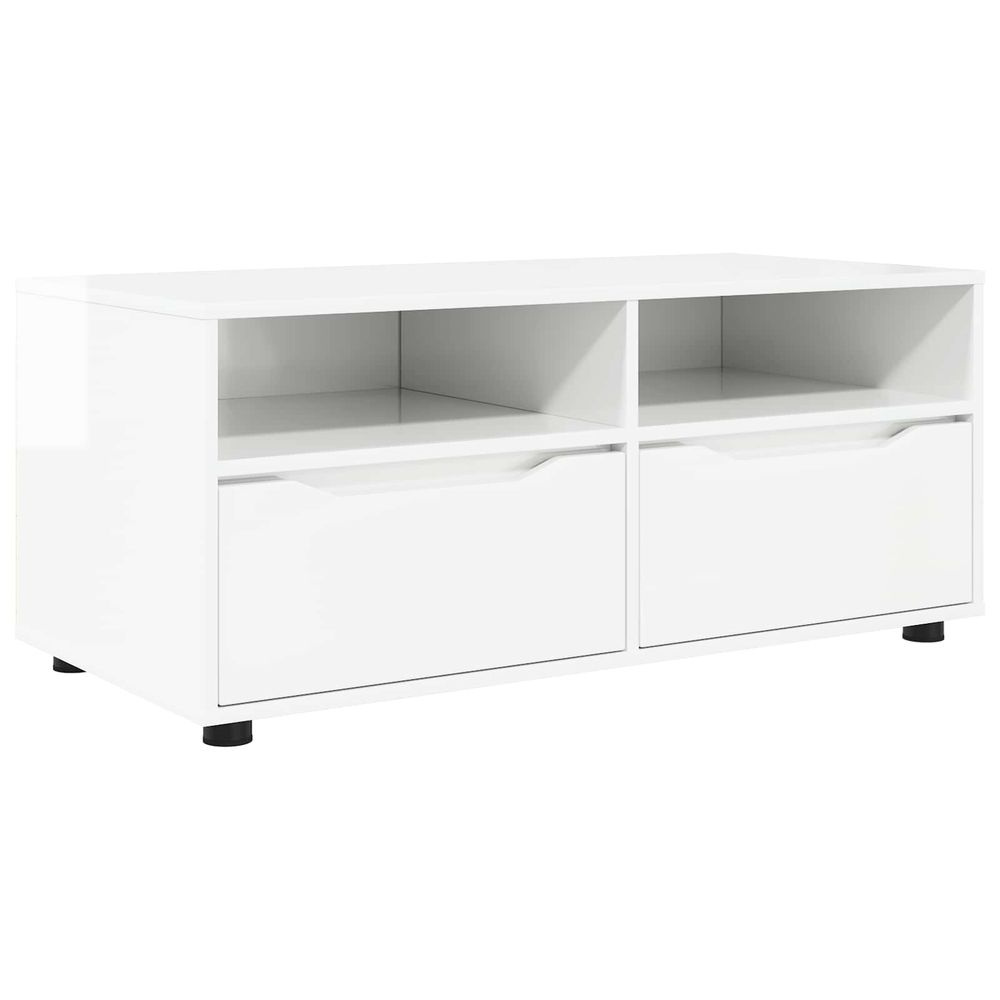 Meuble tv 100 x 48 x 43 cm blanc brillant bois d'ingénierie