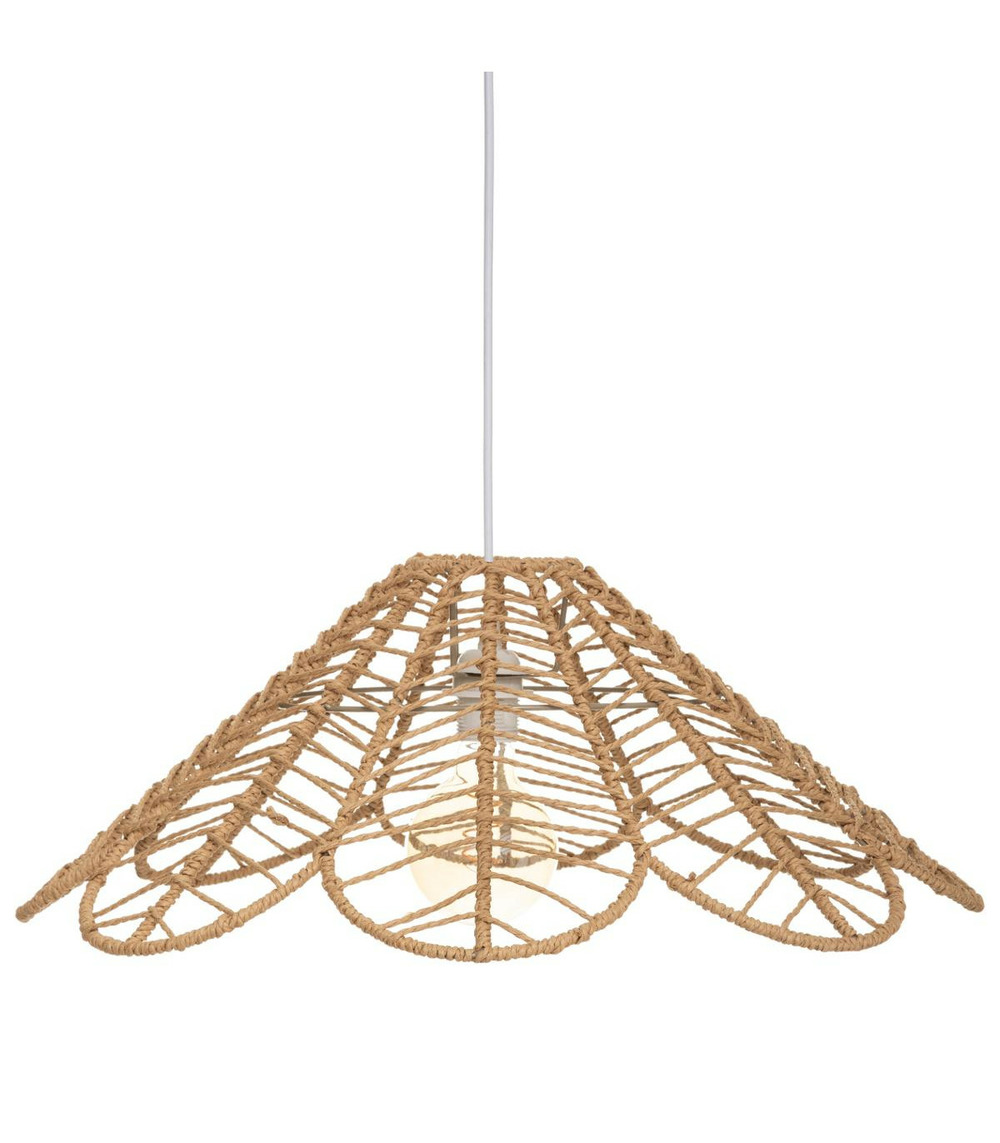 Luminaire suspension corde beige d 58 cm