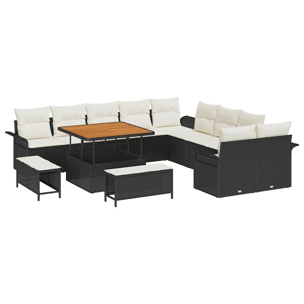 Ensemble de canapé de jardin 13 pc noir polyrotin