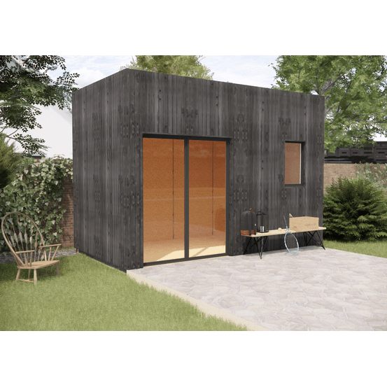 Bureau de jardin 4 saisons en bois 4,4 x 2,4 x 3,2 m / isolation re2020 avec plancher isolé / menuiseries alu k-line