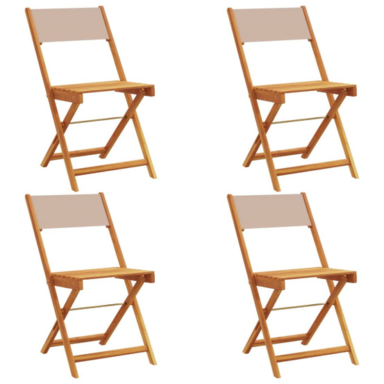 Chaises de jardin pliantes lot de 4 taupe tissu et bois massif
