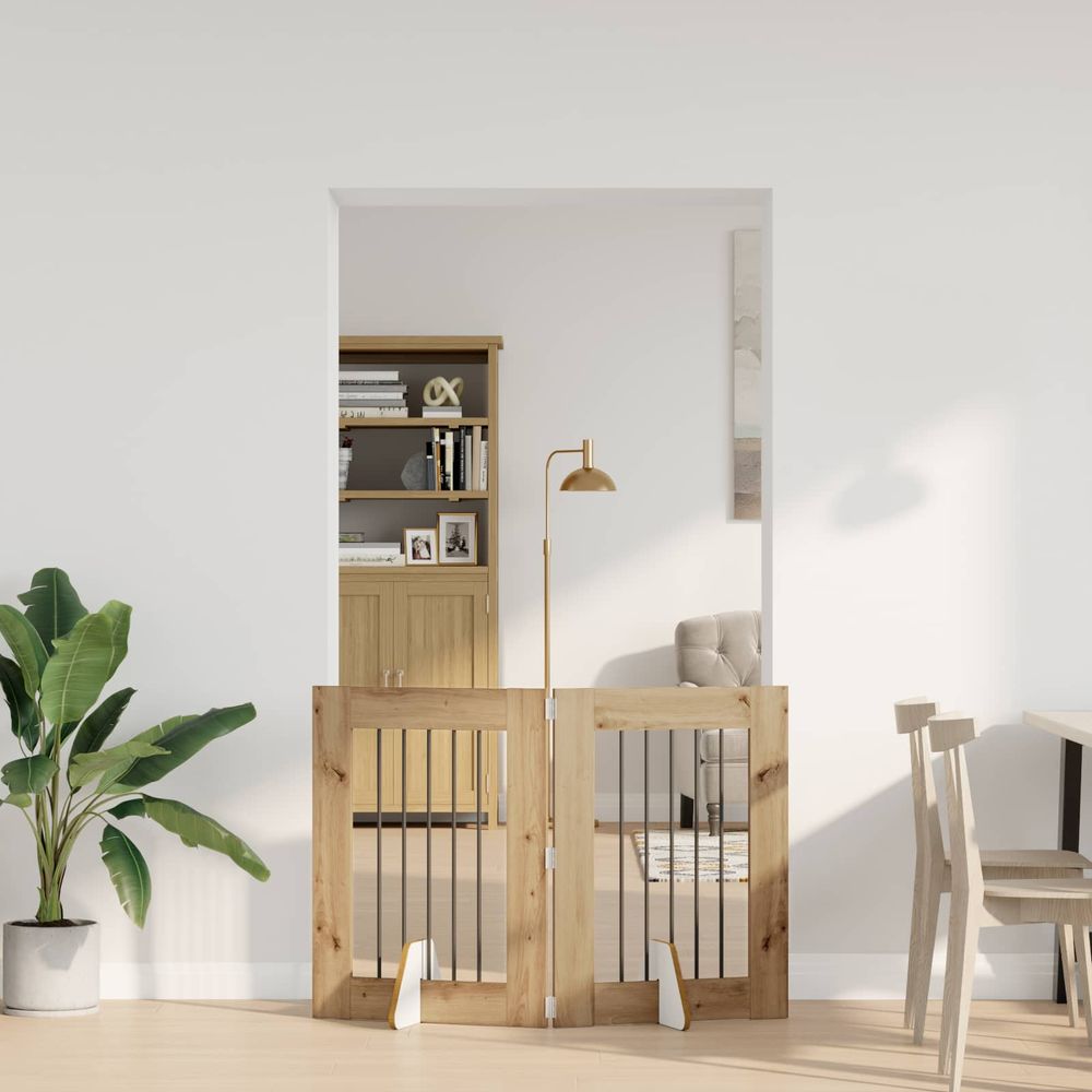 Barrière pour chien bois ingénierie intérieur pliable modulable 120cm chêne artisanal