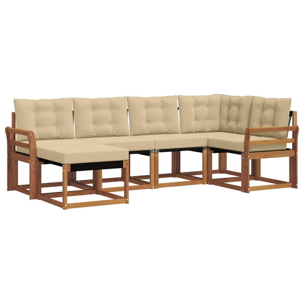 Ensemble de canapés d'extérieur 6 pcs naturel et beige