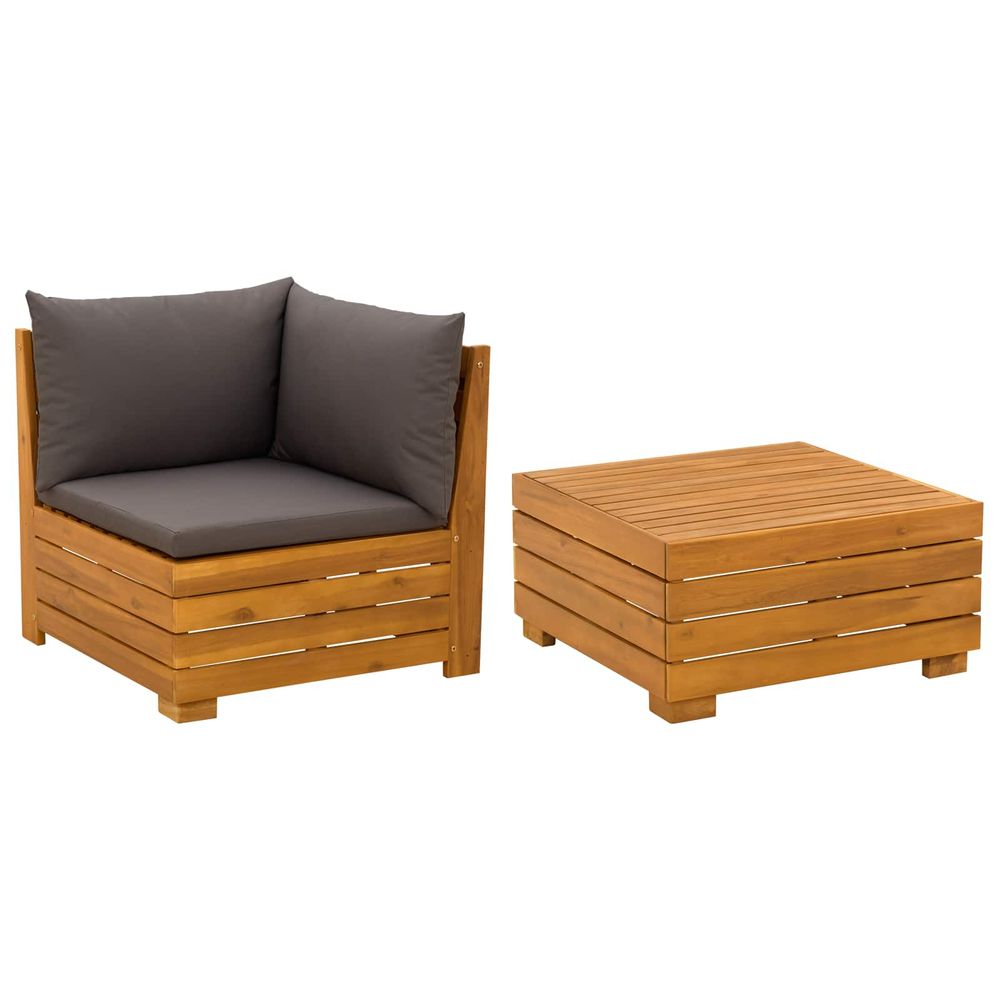 Ensemble de salon de jardin 2 pc bois d'acacia massif marron