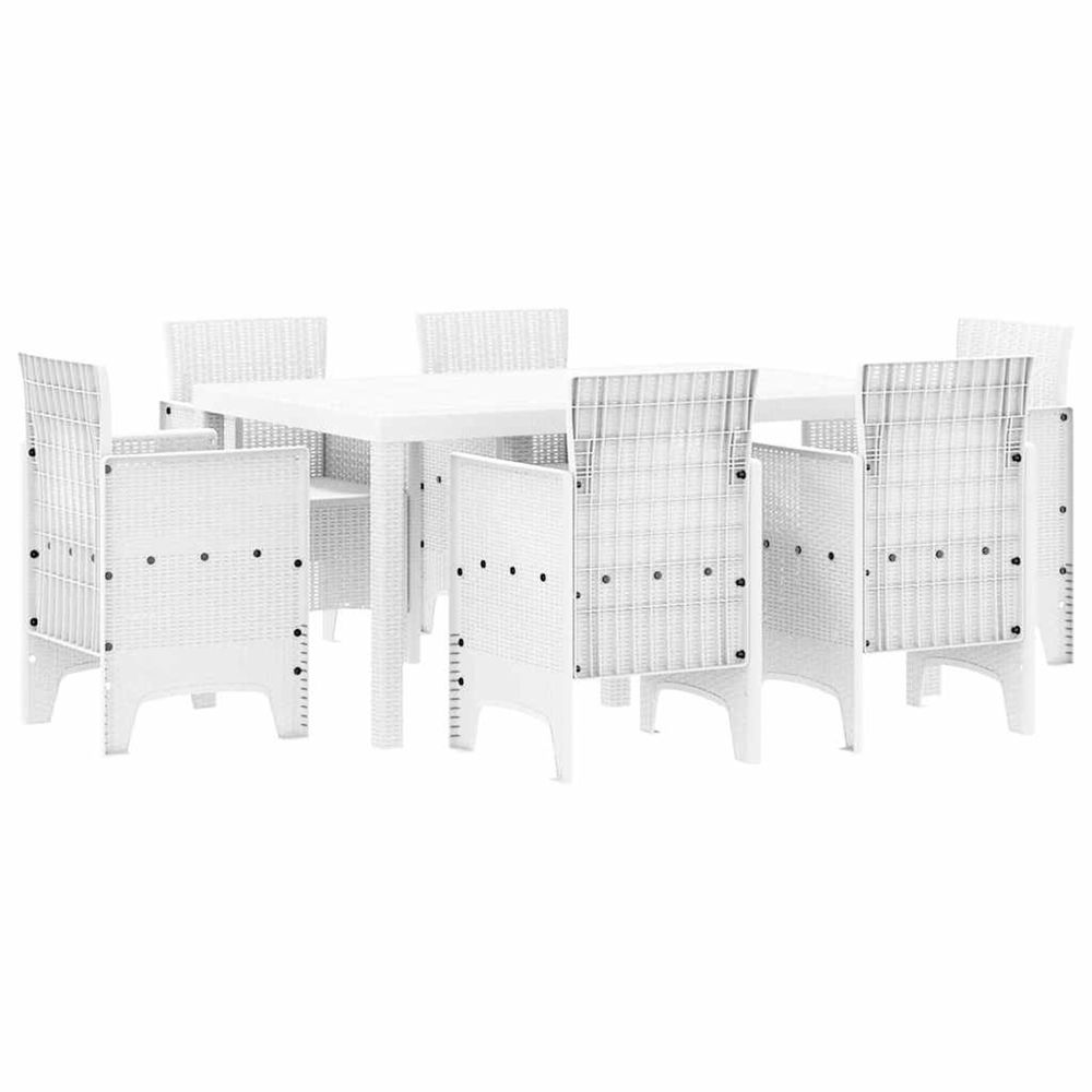 Ensemble de salle à manger pour jardin 7 pc blanc rattan polt