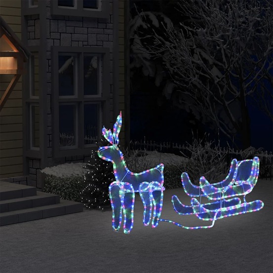 Cordon lumineux de noël renne et traîneau avec maille 432 led
