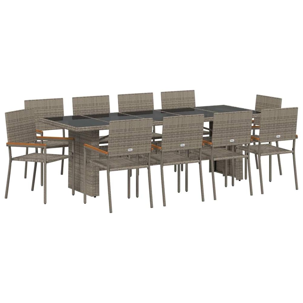 Ensemble de salle à manger pour jardin 11 pc gris polyrotin