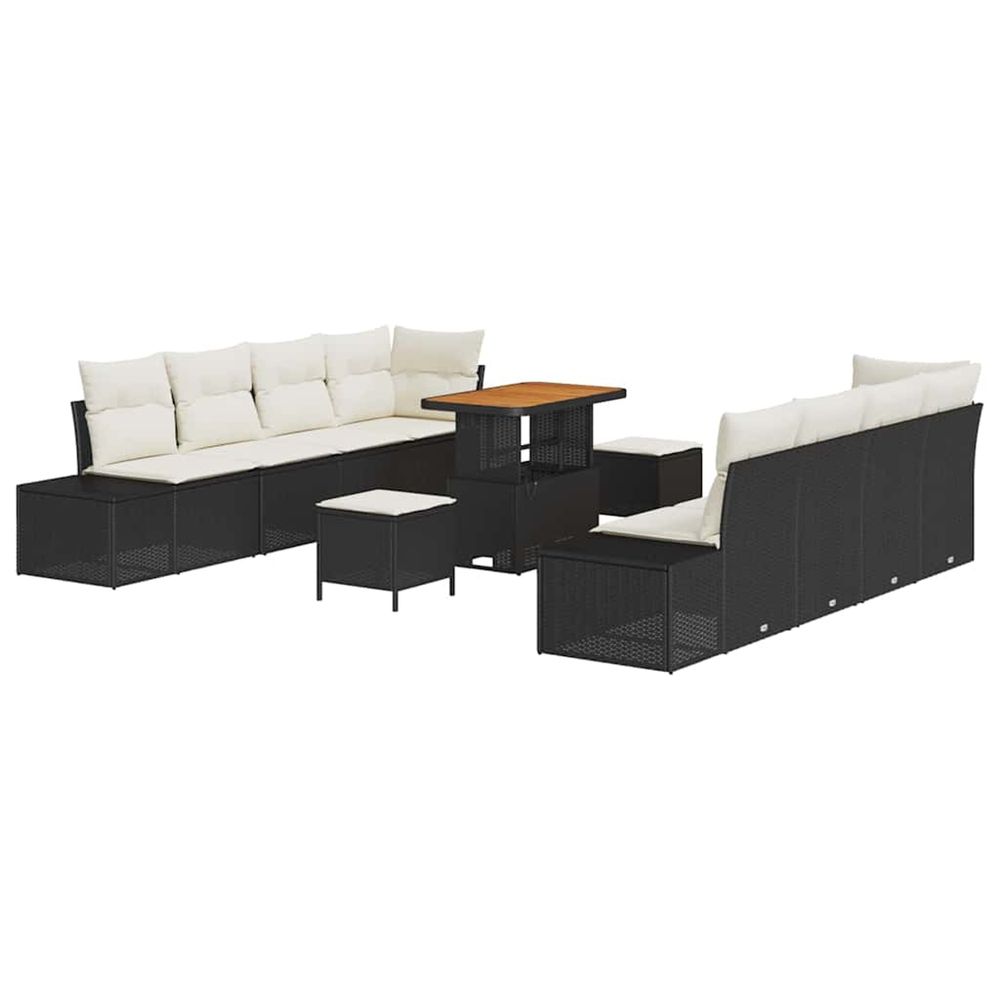 Ensemble de canapé de jardin noir poly rotin