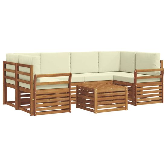 Ensemble de canapés d'extérieur 7 pc naturel et crème