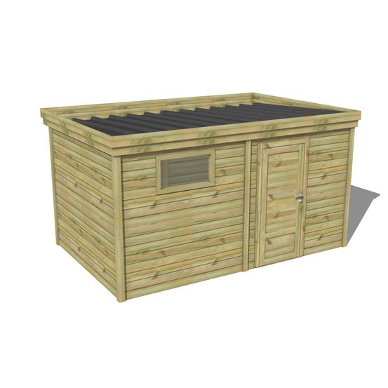 Abri de jardin bois pin traité autoclave 27mm - 4,695x2,64m / 12m2 - bac acier - abri français