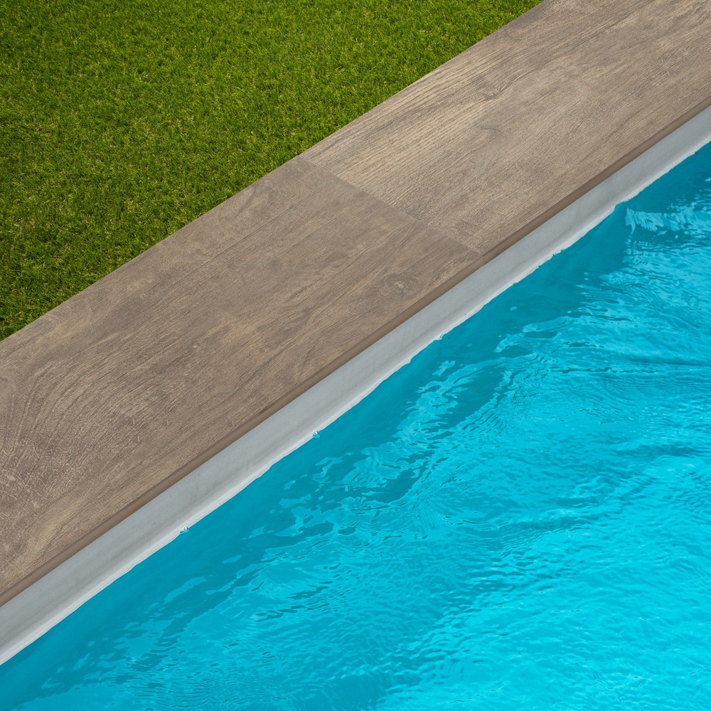 Margelle de piscine effet bois bois marron 120x30x2 cm bord droit legno - ro'ma carrelage