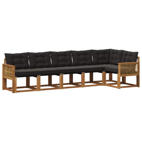 Ensemble de canapés d'extérieur 6 pcs naturel et noir