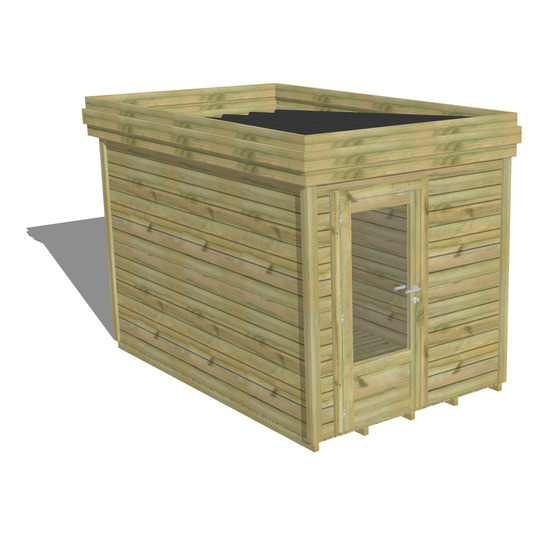 Abri de jardin bois pin traité autoclave 27mm - 2,14x3,44m / 7m2 - bac acier - plancher bois