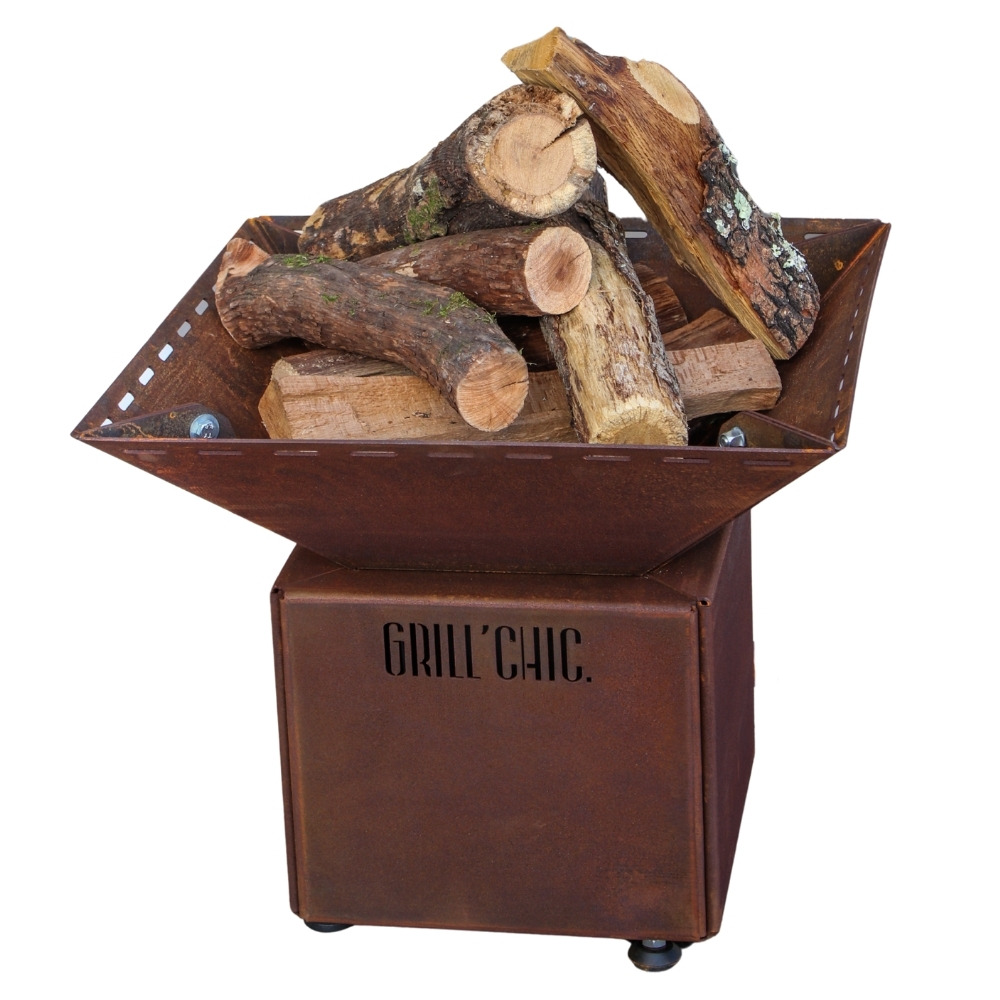 Mini cevenol simple cuve corten - brasero m carré - robuste et esthétique, idéal pour des feux en toute sécurité