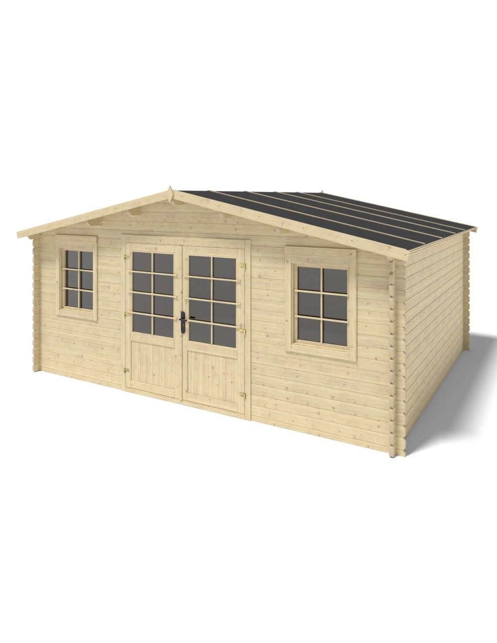 Abri de jardin en bois - 21,42m2 - 5,10x4,20m - ep. 34mm - couleur: naturel - dom746 - altanka