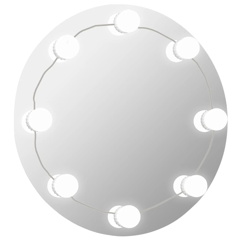 Miroir mural avec lampes led rond verre