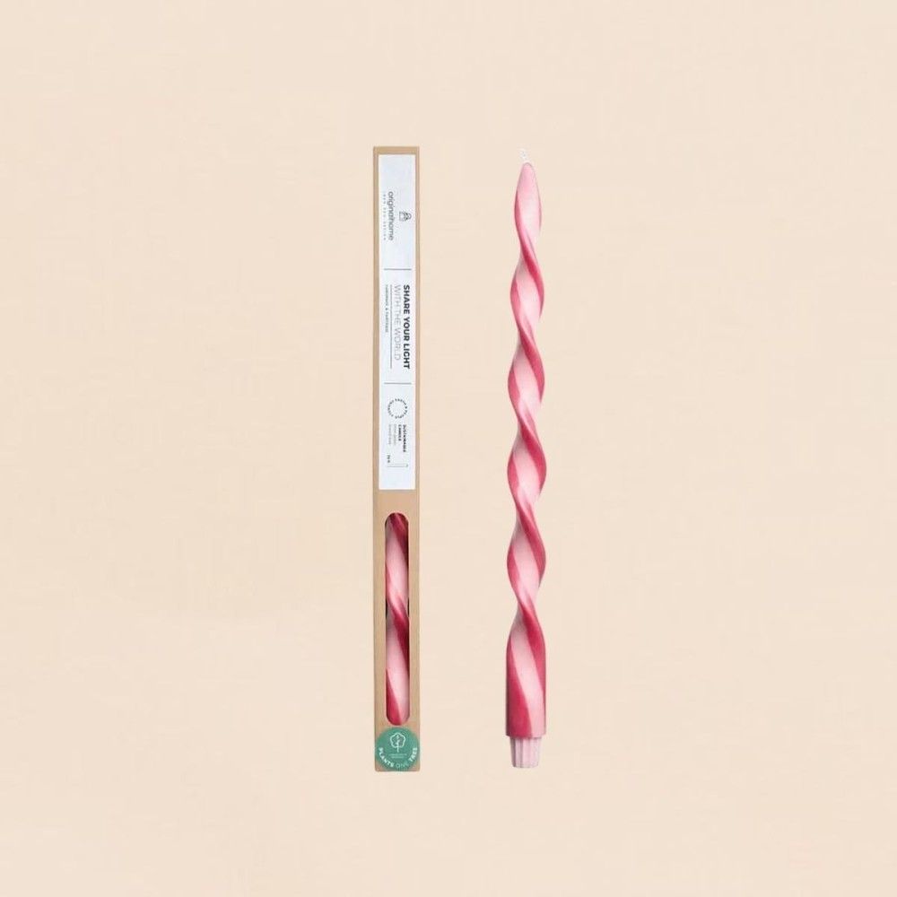 Bougie spirale bicolore rose, framboise 40cm