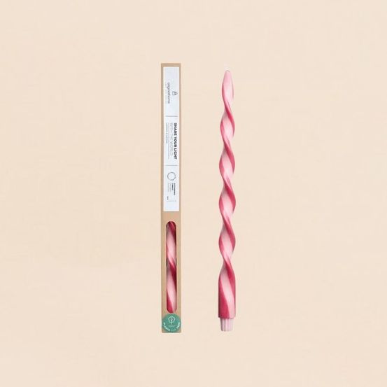 Bougie spirale bicolore rose, framboise 40cm