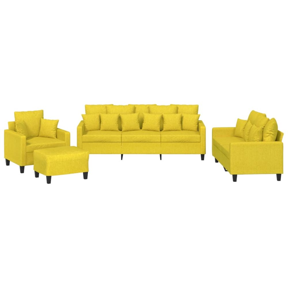 Ensemble de canapés 4 pcs avec coussins jaune clair tissu