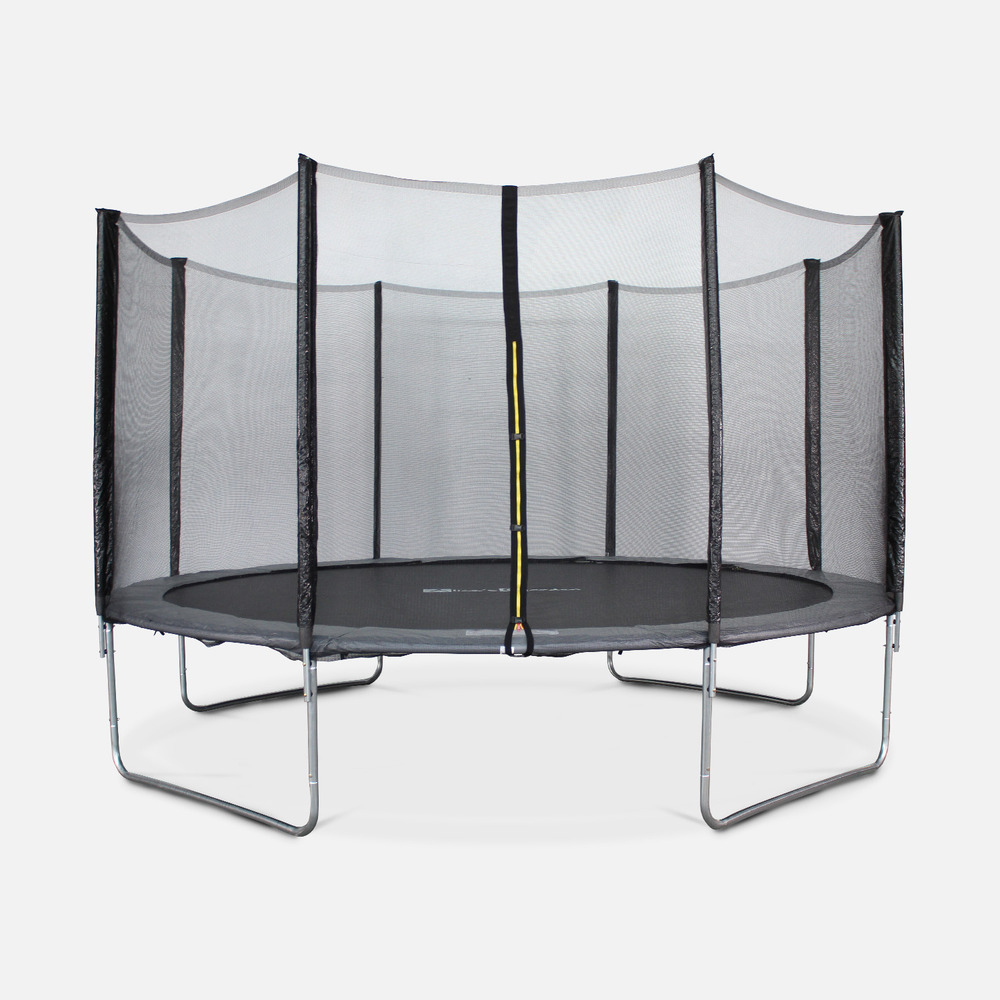 Trampoline rond ø 400cm gris avec son filet de protection - mercure - trampoline de jardin 400 cm 4m| qualité pro. | normes eu
