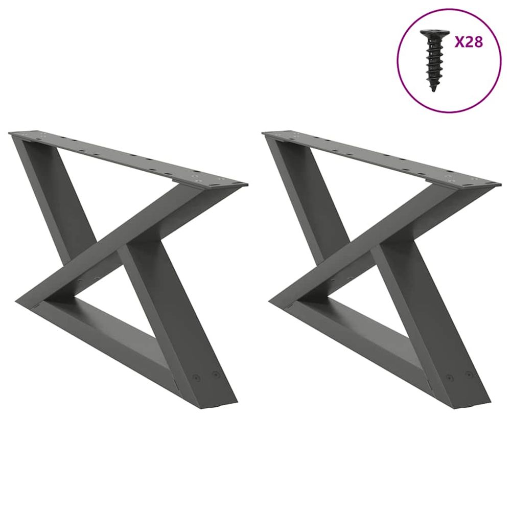 Pieds de table basse 2 pièces anthracite 70 x (30-31,3) cm acier