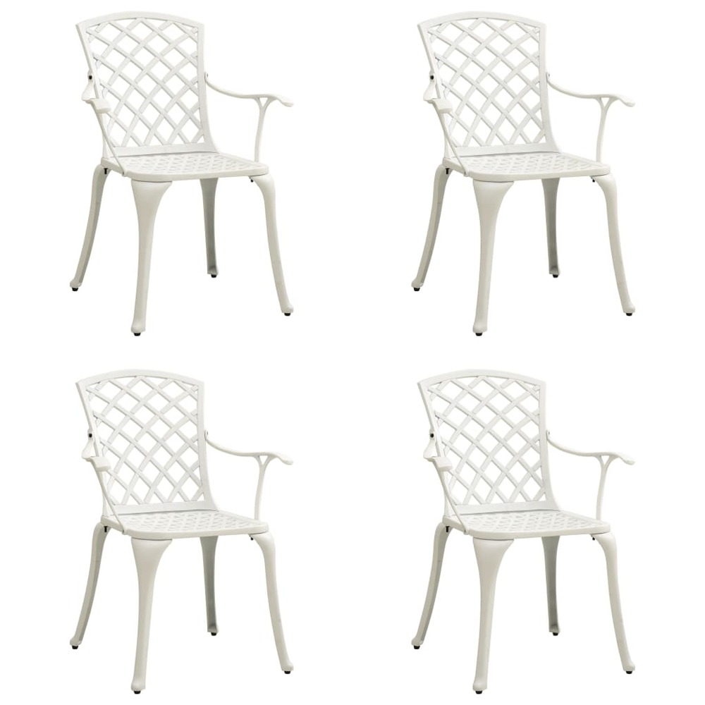 Chaises de jardin lot de 4 aluminium coulé blanc