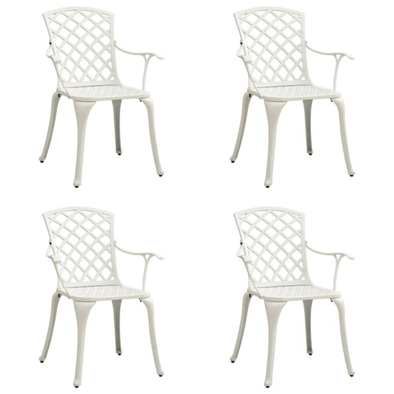 Chaises de jardin lot de 4 aluminium coulé blanc