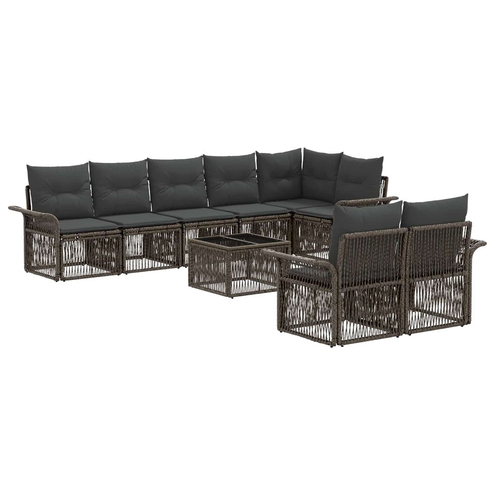 Ensemble de canapé de jardin 9 pc gris polyrotin