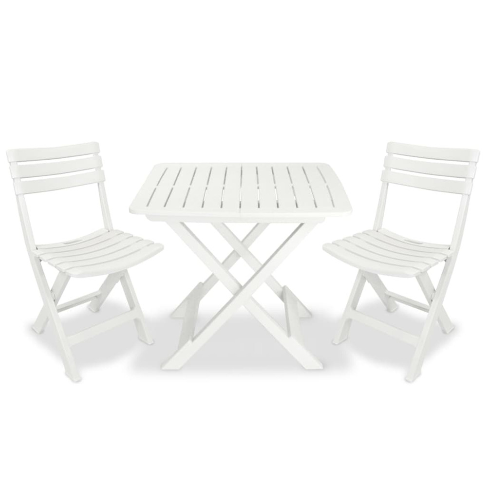 Ensemble de bistro pliable 3 pcs plastique blanc