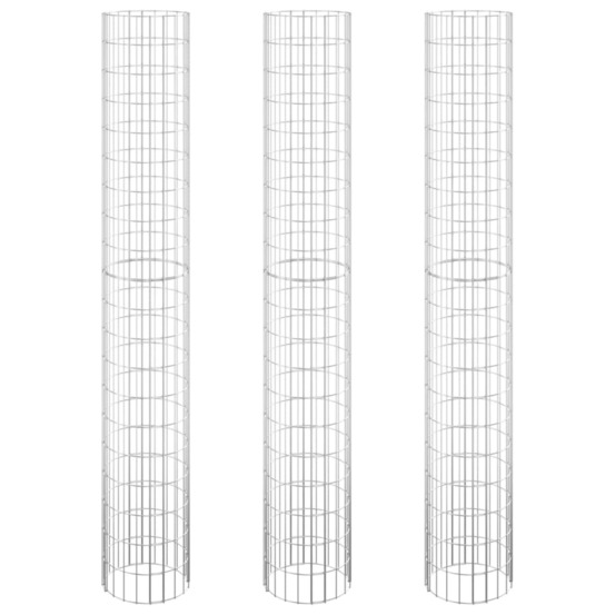 Lit surélevé à gabion circulaire 3pcs acier galvanisé ø30x200cm