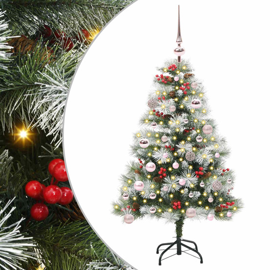 Sapin de noël artificiel vert et blanc 150 cm