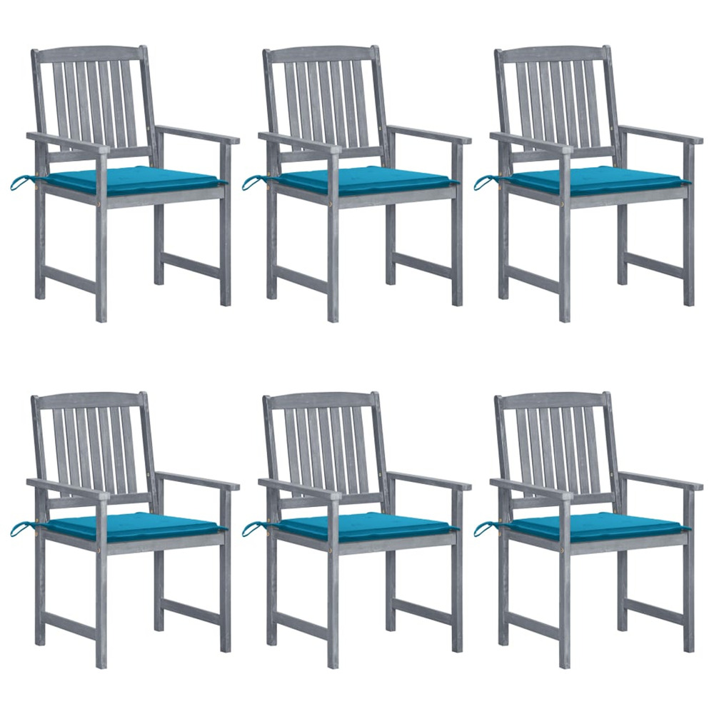 Chaises de jardin et coussins lot de 6 bois acacia massif gris