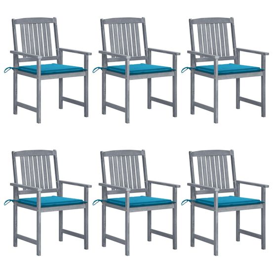 Chaises de jardin et coussins lot de 6 bois acacia massif gris