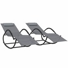 Lot de deux chaises longues à bascule acier et textilène gris