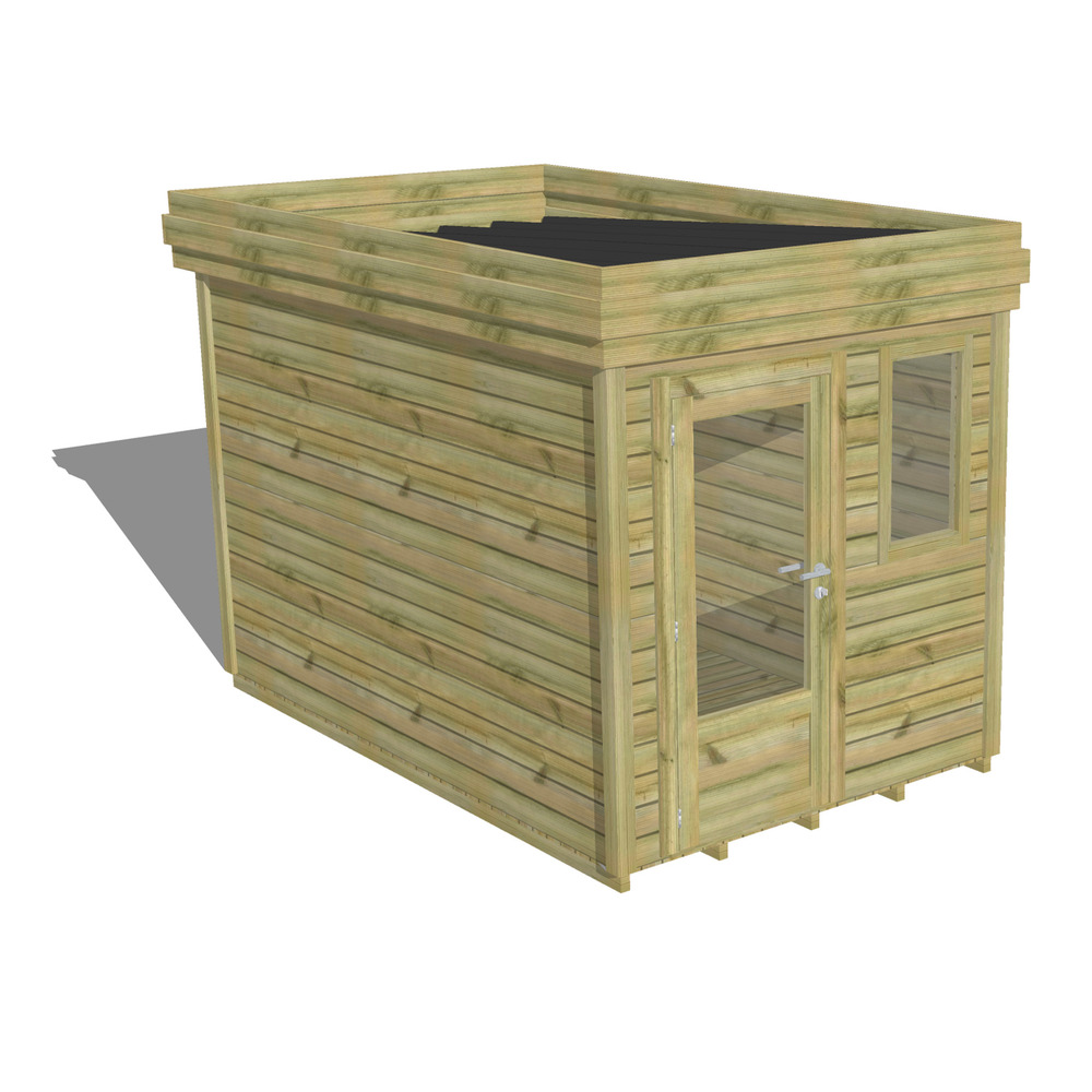 Abri de jardin bois pin traité autoclave 27mm - 2,14x3,44m / 7m2 - bac acier - plancher bois