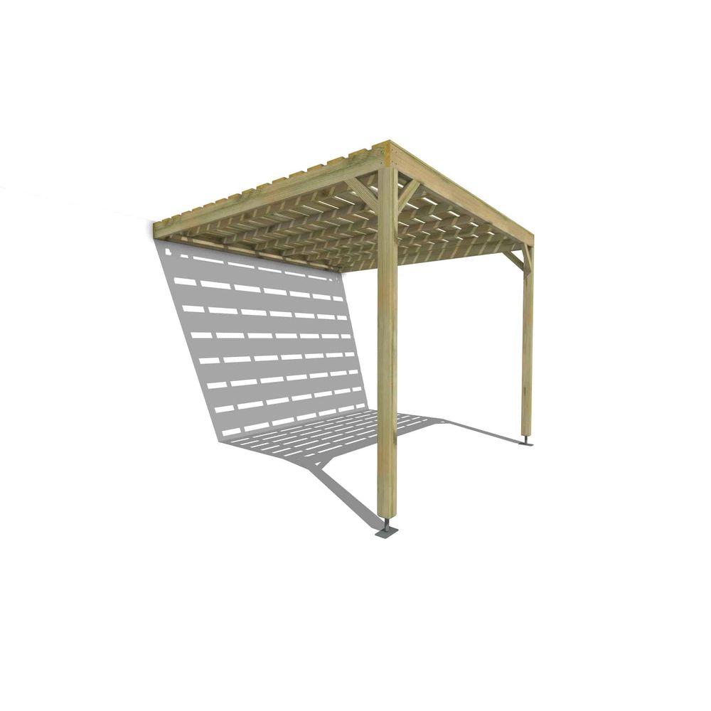 Pergola bois • 3m x 3m • adossée • sens profondeur • platelage bois • livraison comprise