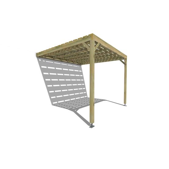 Pergola bois • 3m x 3m • adossée • sens profondeur • platelage bois • livraison comprise